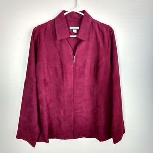 Croft & Barrow Dark Red Faux Suede Jacket